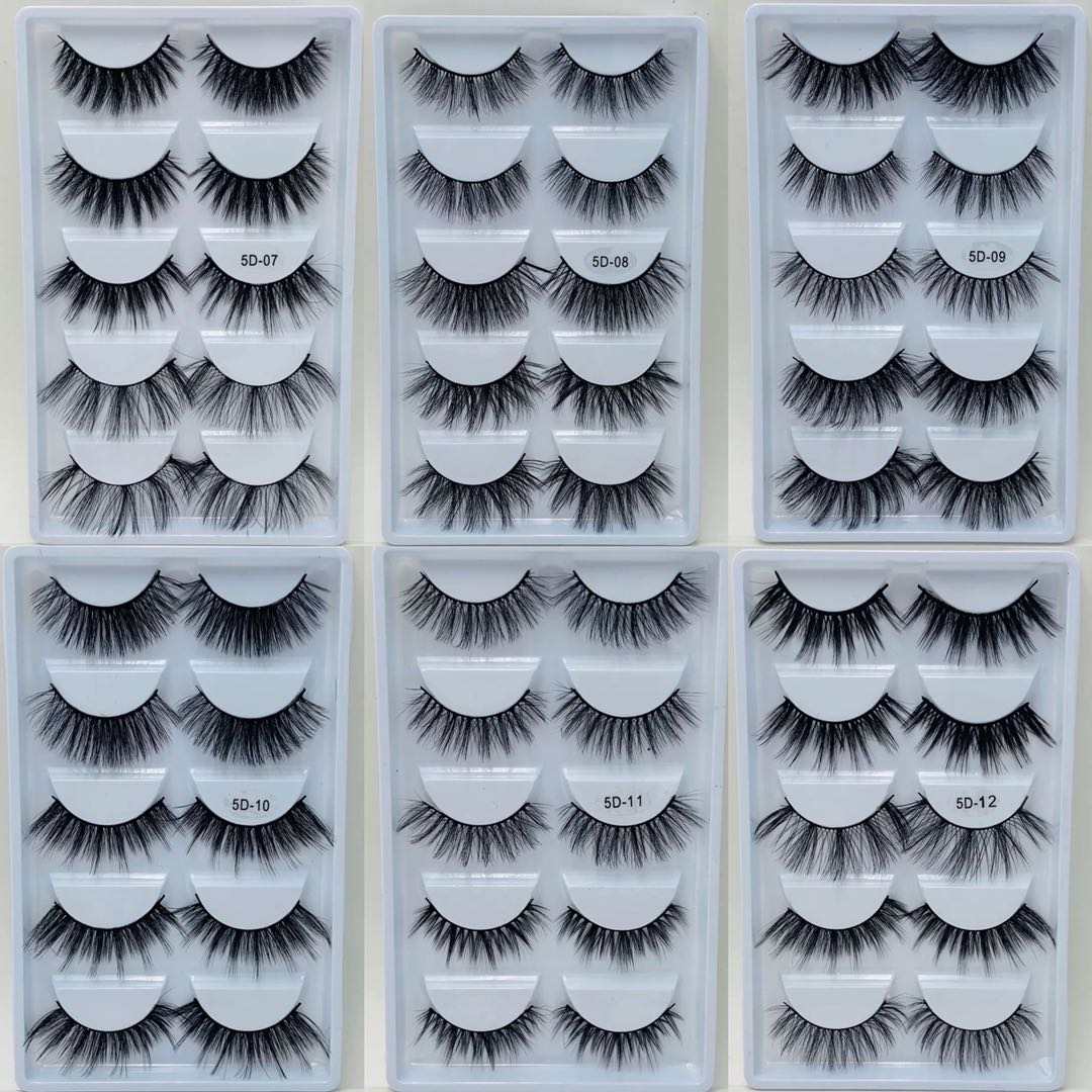 A - 5 Pairs 3D Mink Natural Look Eyelashes 25mm Faux Eyelashes high quality