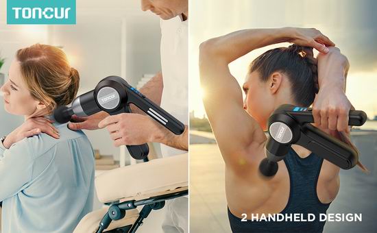 Powerful 45W 3300rpm Massage gun Sports Fitness Professional Massager 6 speed 2 handle 5 heads Gift