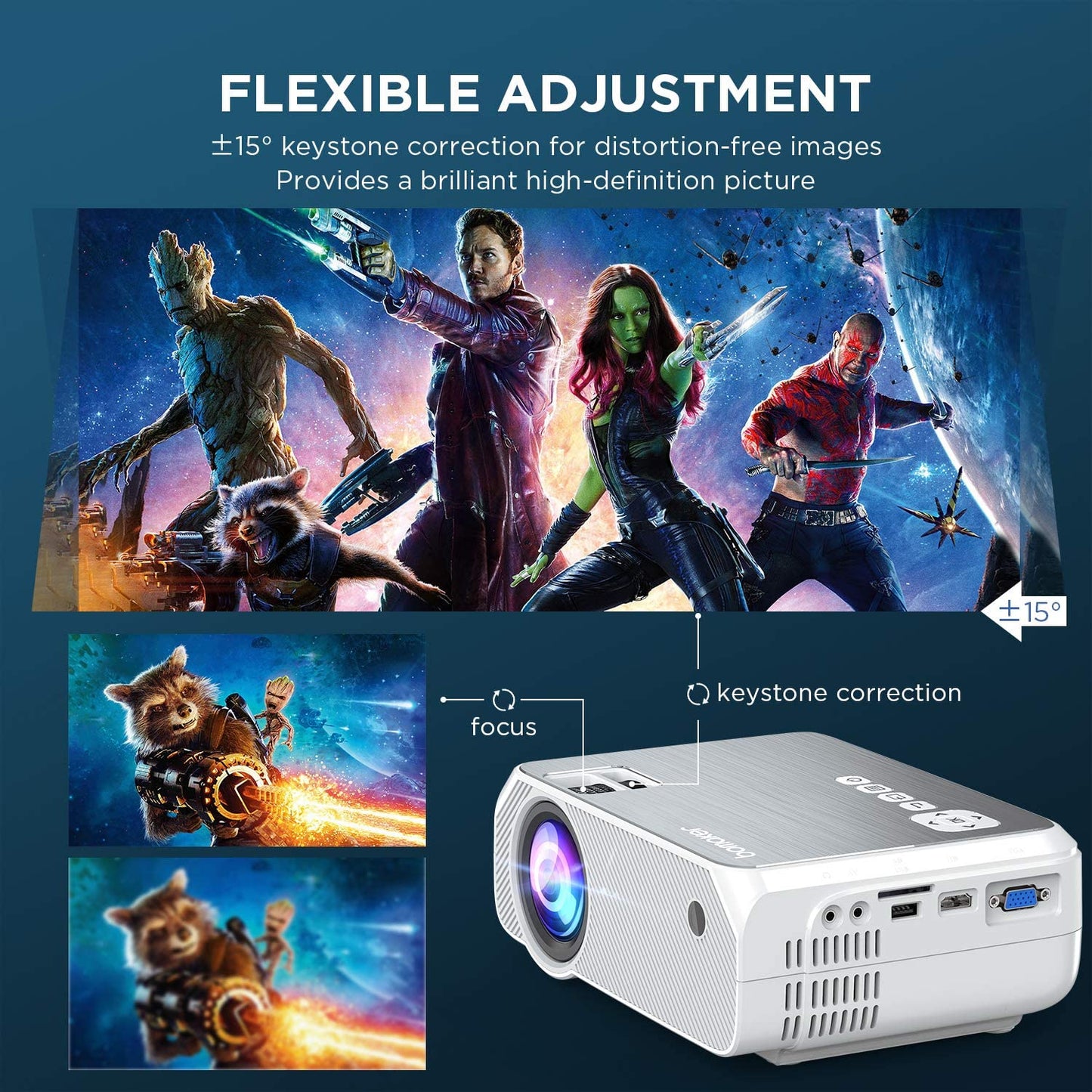 E - GC355 Bomaker Home Theater Projector 720P HD HDTV WIFI Portable Mini Movie Indoor Outdoor Connect TV Cellphone Laptop Tablet