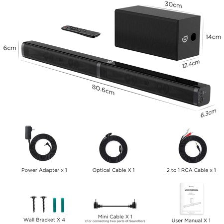 F - TAPIO 5 Surround Sound bar Subwoofer Set Home Theatre Bluetooth Connection Laptop Computer Cellphone Tablet