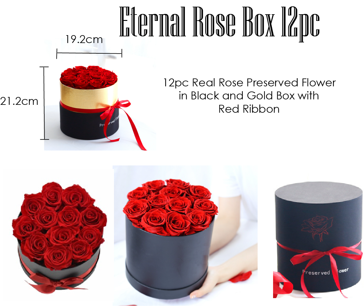 I - Eternal Natural Rose Bouquet Handmade Preserved Real Roses Box Valentines Gift