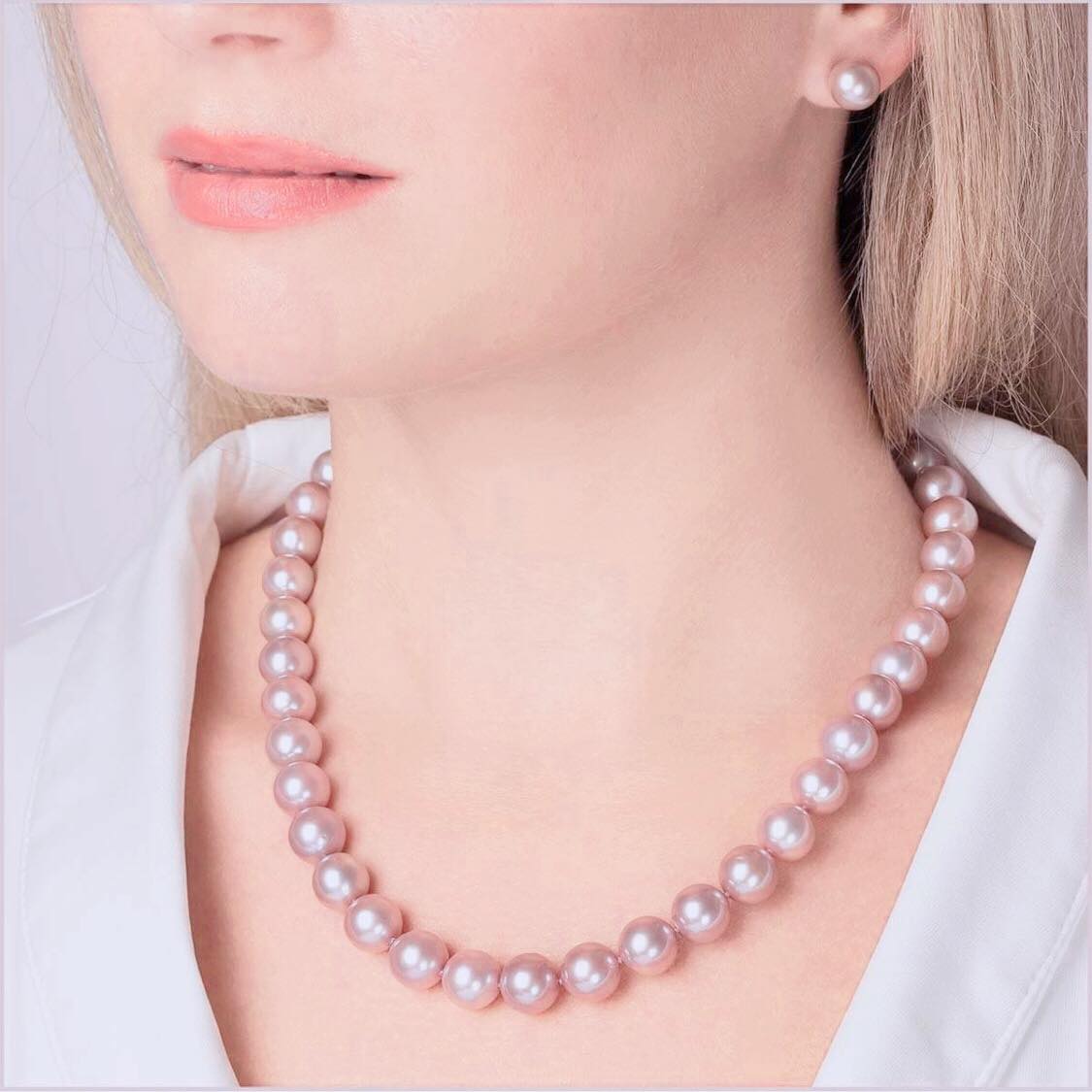 PA - Real Pearl Full Set Purple Necklace Bracelet Earring Celeste 925 Sterling Silver Pearls gift box