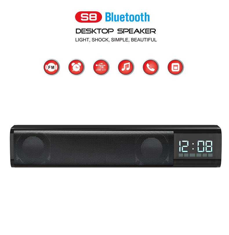H - T-WOLF S8 Smart Bluetooth5.0 4D Stereo Surround Sound Bar For Gaming Computers Phone TV Desktop Home Theatre Echos Wall With AUX U Disk TF Card Connection
