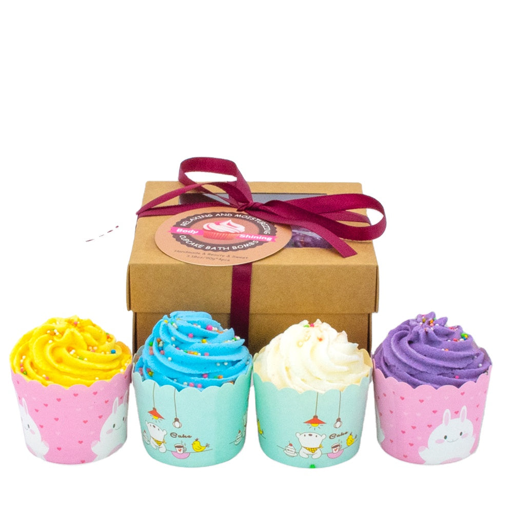 A - Cupcake Bath Bomb Bath Salt Gift Set 90g 4pc