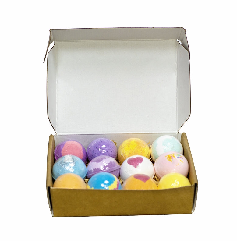 A - 12 Flavours Bath Bomb Relax Colourful Bath Salt Gift Set 60g 8pc