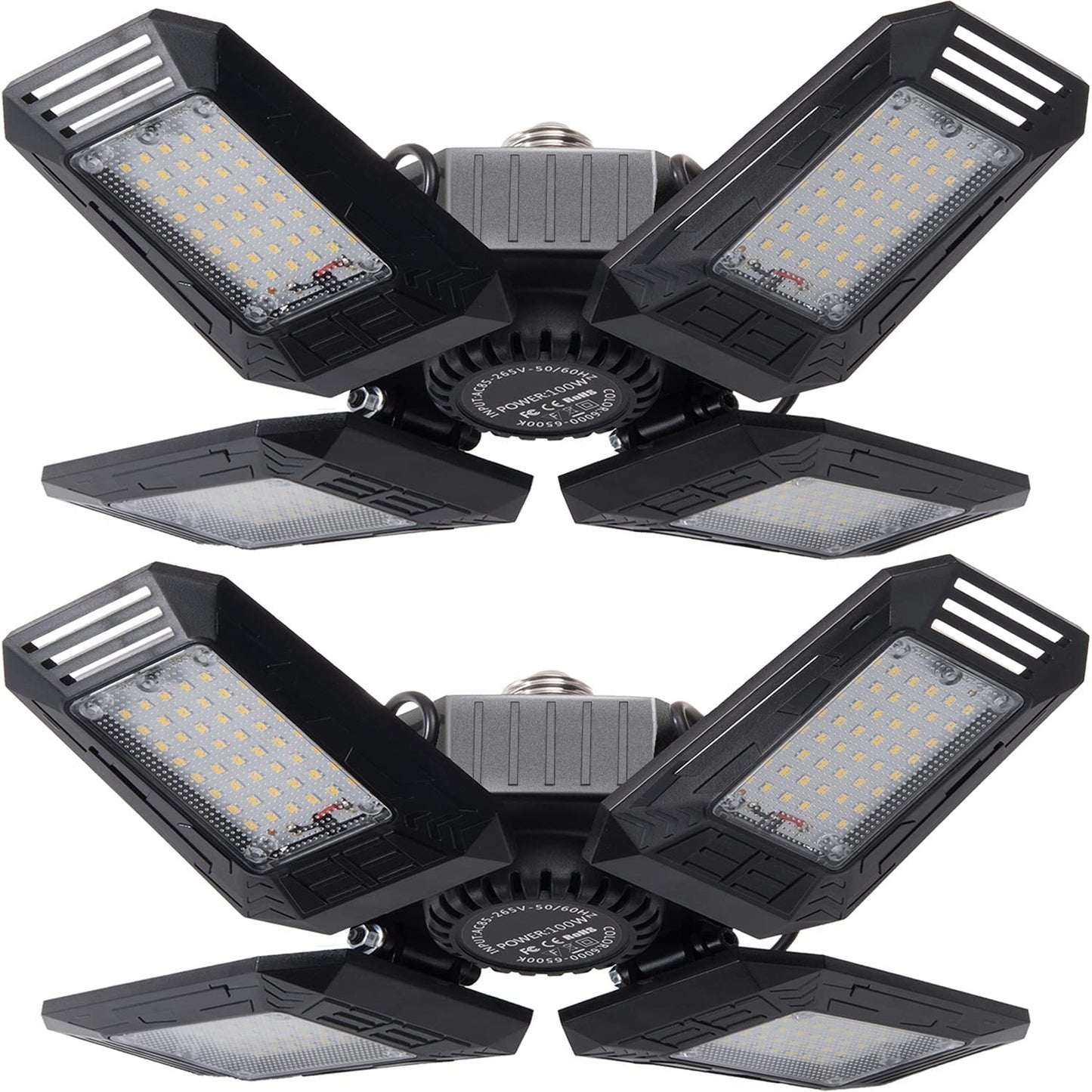 F - 2 Packs 100W Deformable LED Garage Light Lamp panel lighting 360 degree lights