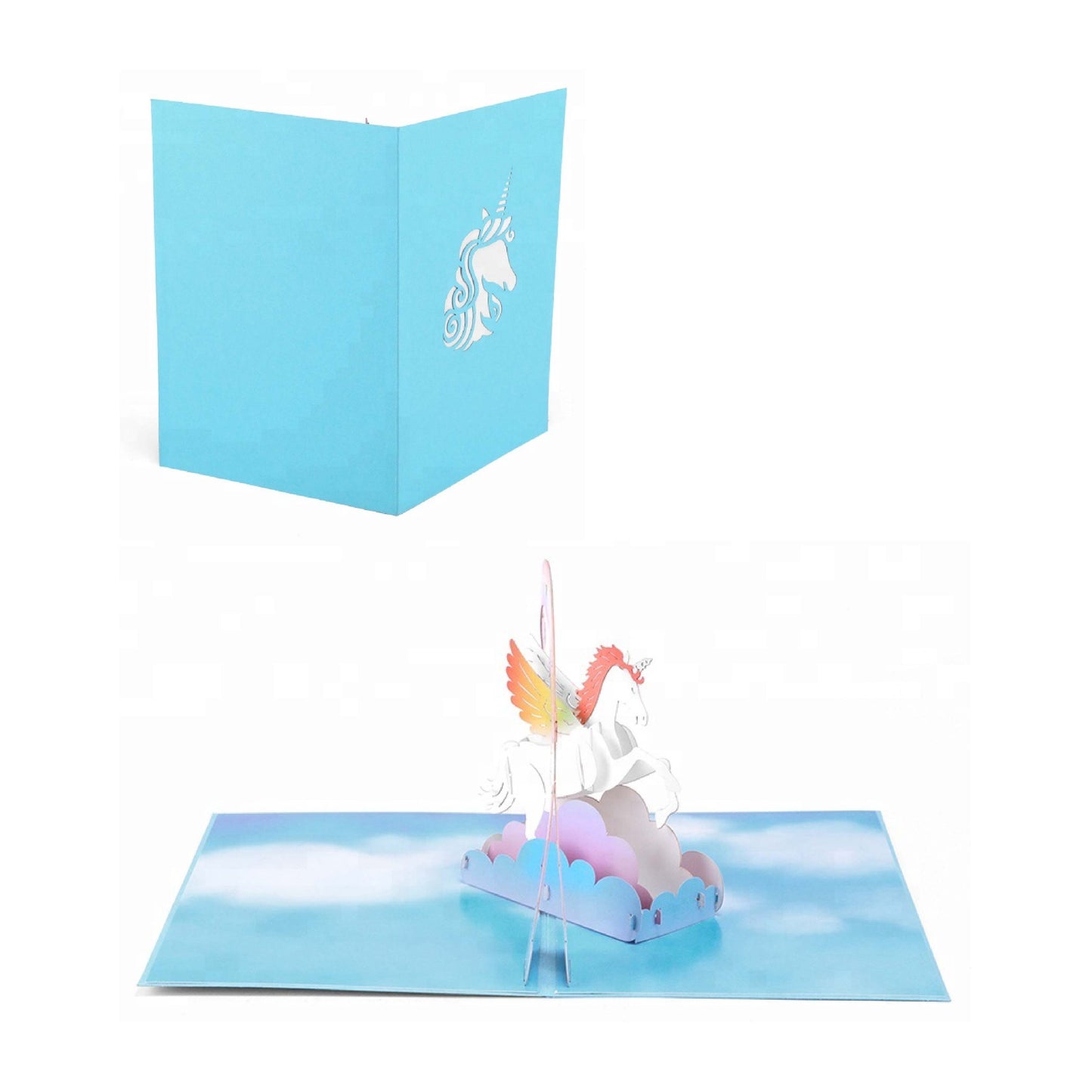 B - Birthday Cut Rainbow Unicorn 3d Pop Up Card
