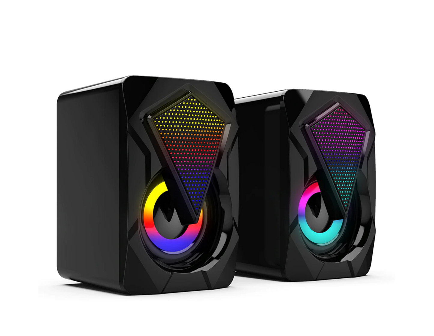 H - LeerFei Mini Digital Speaker USB Powered Subwoofer Multimedia With RGB LED Light For Gaming Desktop Laptop PC