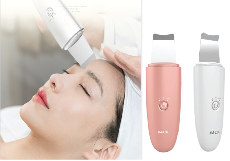 A - Ultrasonic Facial scrubber face spatula Spa cleansing device black head remover