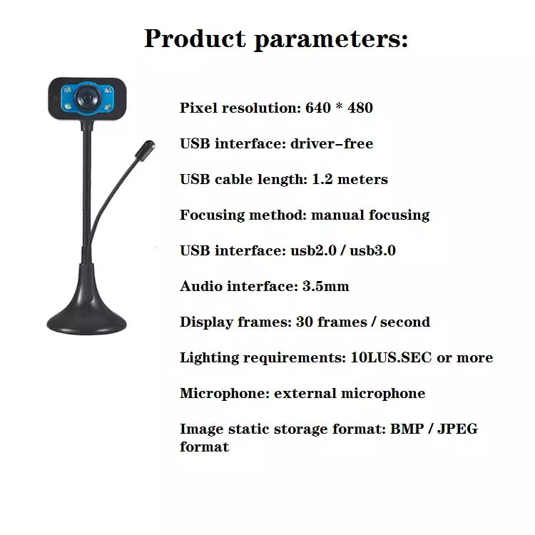 N - HD Webcam 480P 720P  1080P Portable Digital Camera Plug And Play Free Driver High Precision Glass Lens