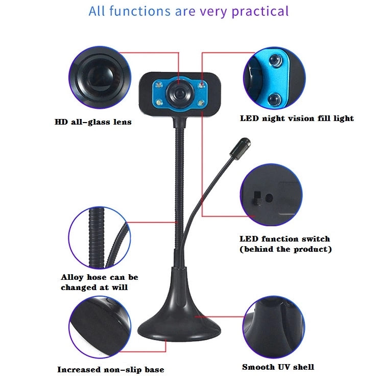 N - HD Webcam 480P 720P  1080P Portable Digital Camera Plug And Play Free Driver High Precision Glass Lens