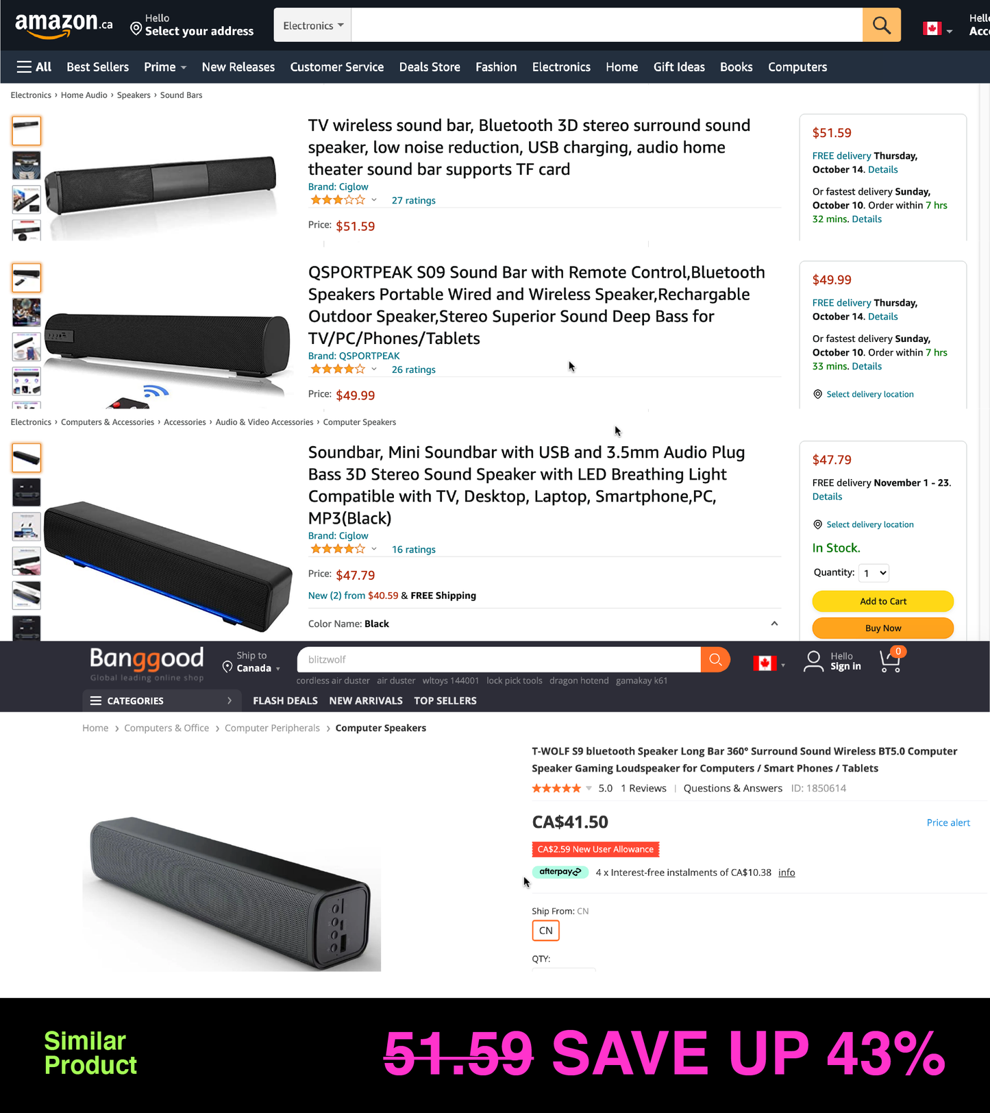 H - T-WOLF S8 Smart Bluetooth5.0 4D Stereo Surround Sound Bar For Gaming Computers Phone TV Desktop Home Theatre Echos Wall With AUX U Disk TF Card Connection