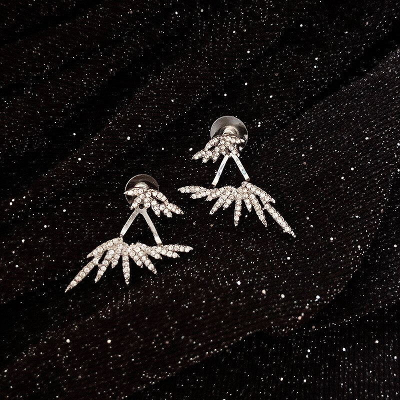 A - Wings of an Angel Earrings Crystal 925 Sterling Silver Post Hypoallergenic Earring Gift