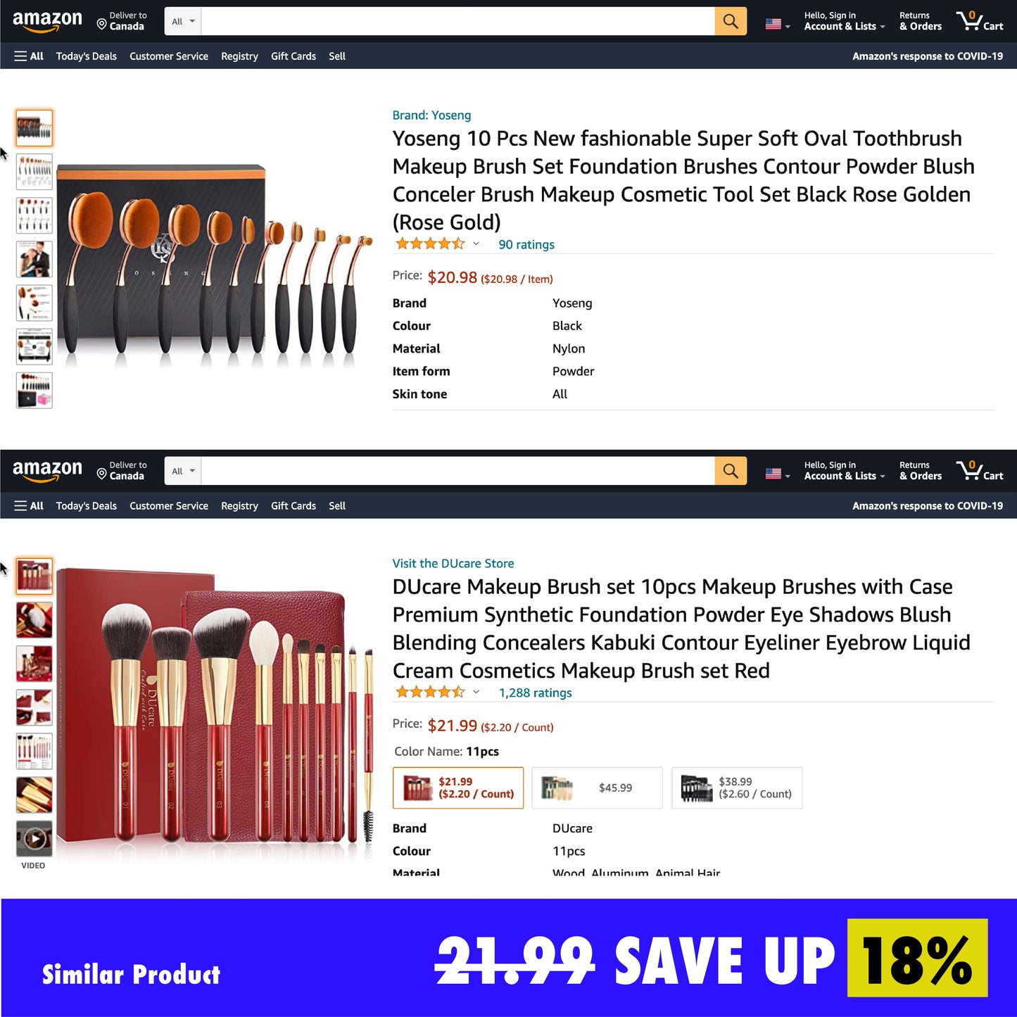 A - 10pc New fashionable Super SoftMakeup Brush Set