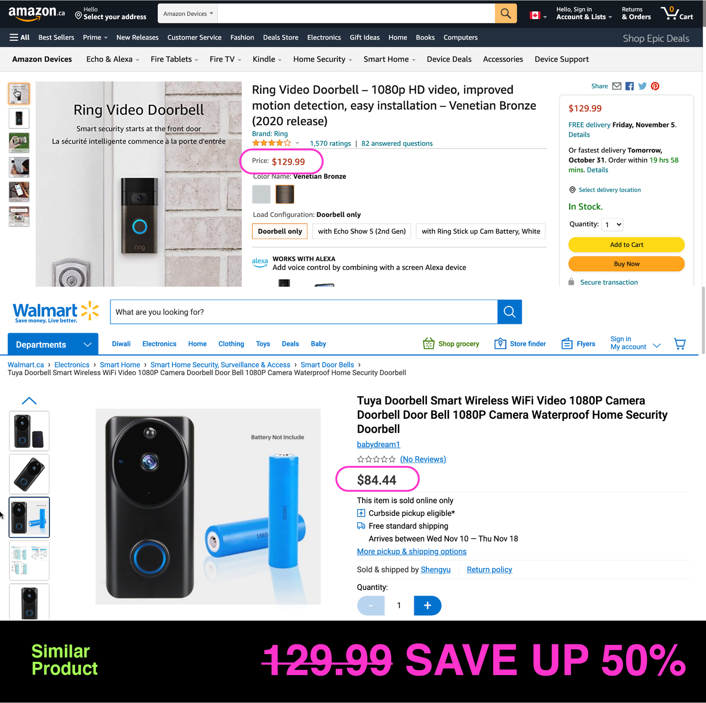P - Tuya Smart Phone App 1080P WiFi Video Smart Wireless Doorbell With Chime And Rechargeable Batteries For Phone Home Security