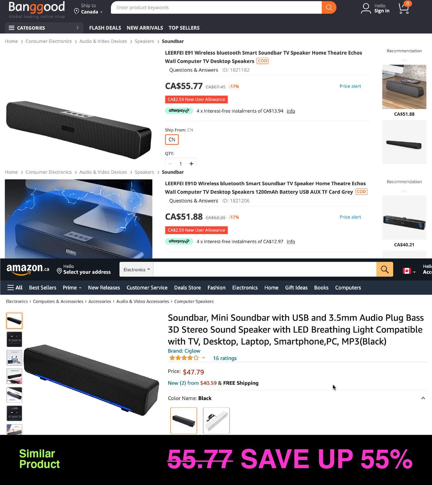 H - T-WOLF S7 Smart Bluetooth 4D Stereo Surround Sound Bar For Phone/ TV / Desktop Speaker Home Theatre Echos Wall With AUX U Disk TF Card Connection