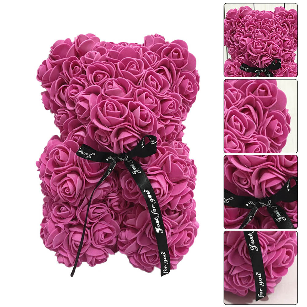 Q - Eternal Rose Teddy Bear Handmade Gift Graduation Wedding Birthday Gifts Pink Red