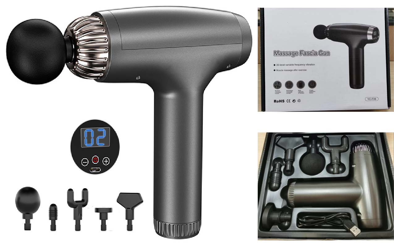 Massage Gun 30 Speed 4 Modes 3200rpm Wireless Rechargeable 5 Adjustable Massager Heads Light Mini