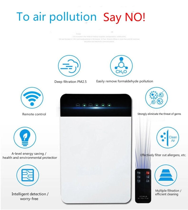 Air Purifier for Home Office 35 to 50 Square metres Ion Technology HEPA Filter Air Cleaner Remote Control Portable With Timer For Dust and Allergies