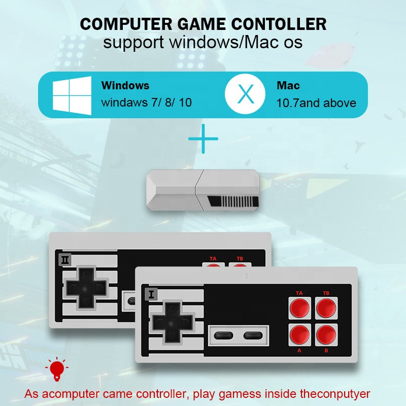 G - Wireless 600 Retro Classic Video Game Mini Console With Two Game Controllers For TV Remote Control AV Output Dual Players Plug and Play Game Console