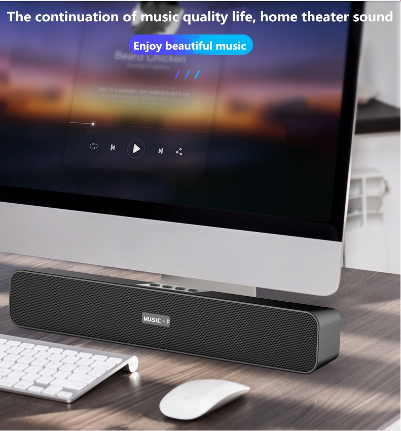 H - LEERFEI E91 Smart Bluetooth 4D Stereo Surround Sound bar TV/Desktop Speaker Home Theatre Echos Wall With AUX U Disk TF Card Connection