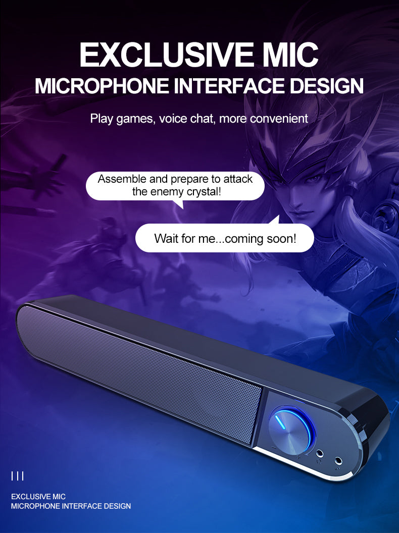 H - T-WOLF S7 Smart Bluetooth 4D Stereo Surround Sound Bar For Phone/ TV / Desktop Speaker Home Theatre Echos Wall With AUX U Disk TF Card Connection