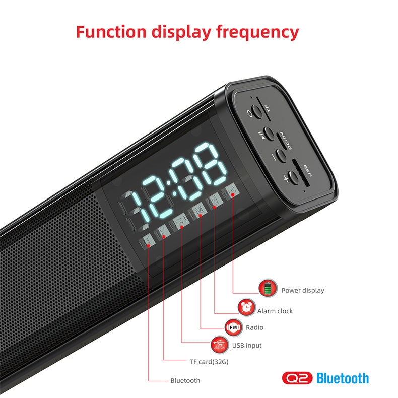 H - T-WOLF S8 Smart Bluetooth5.0 4D Stereo Surround Sound Bar For Gaming Computers Phone TV Desktop Home Theatre Echos Wall With AUX U Disk TF Card Connection
