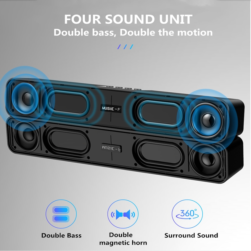 H - LEERFEI E91 Smart Bluetooth 4D Stereo Surround Sound bar TV/Desktop Speaker Home Theatre Echos Wall With AUX U Disk TF Card Connection