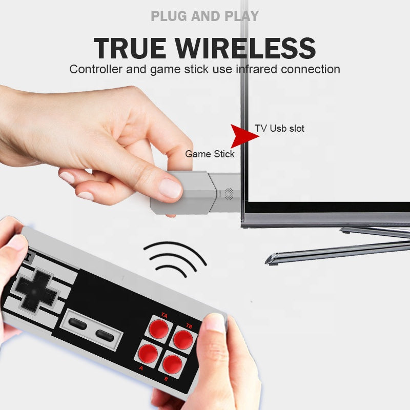 G - Wireless 600 Retro Classic Video Game Mini Console With Two Game Controllers For TV Remote Control AV Output Dual Players Plug and Play Game Console