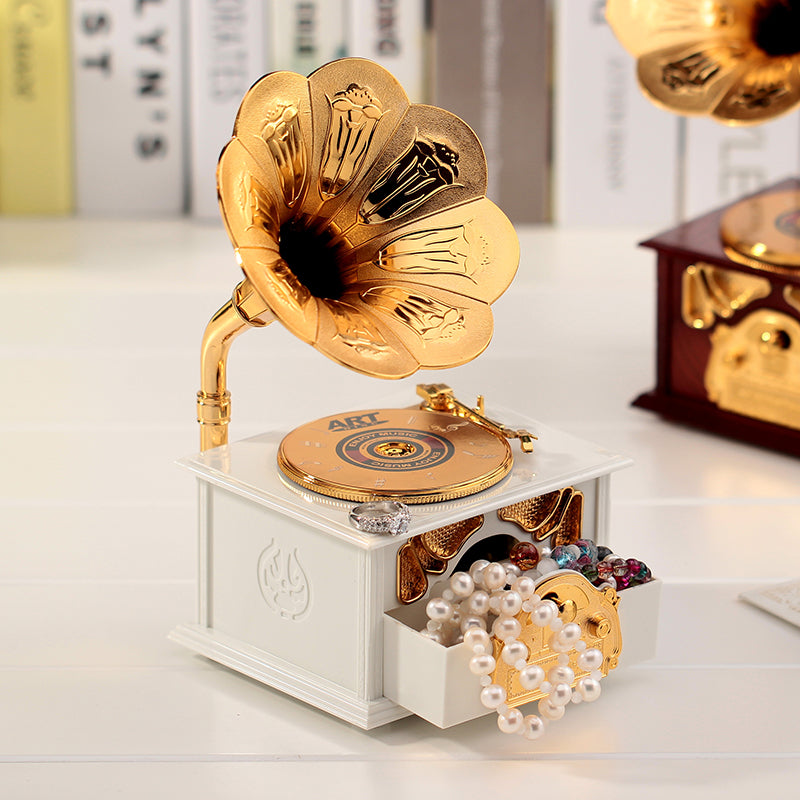 Phonograph Record Player Music Box Jewellery storage Old Timer Vintage Retro Style Home Decor Musical Gift Toy