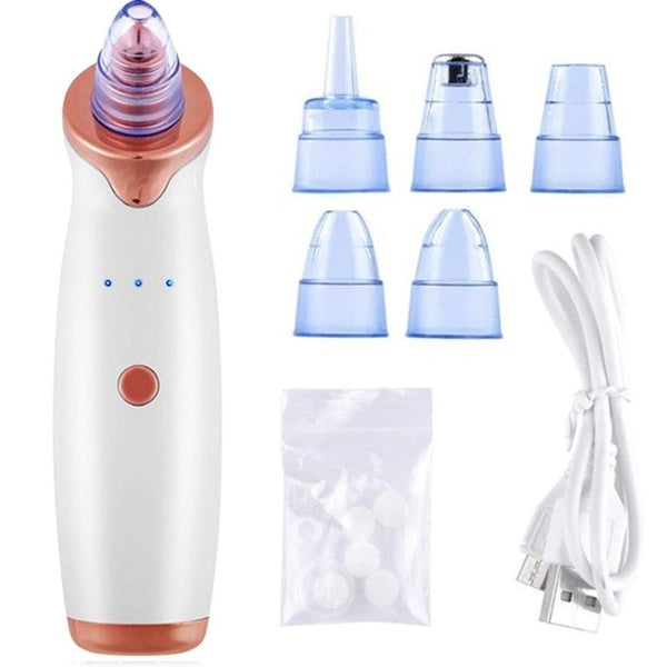 Multifunctional Cleaning Instrument Blackhead Remover Pore Vacuum 3 Suction Level 5 Sucker Heads USB Rechargeable