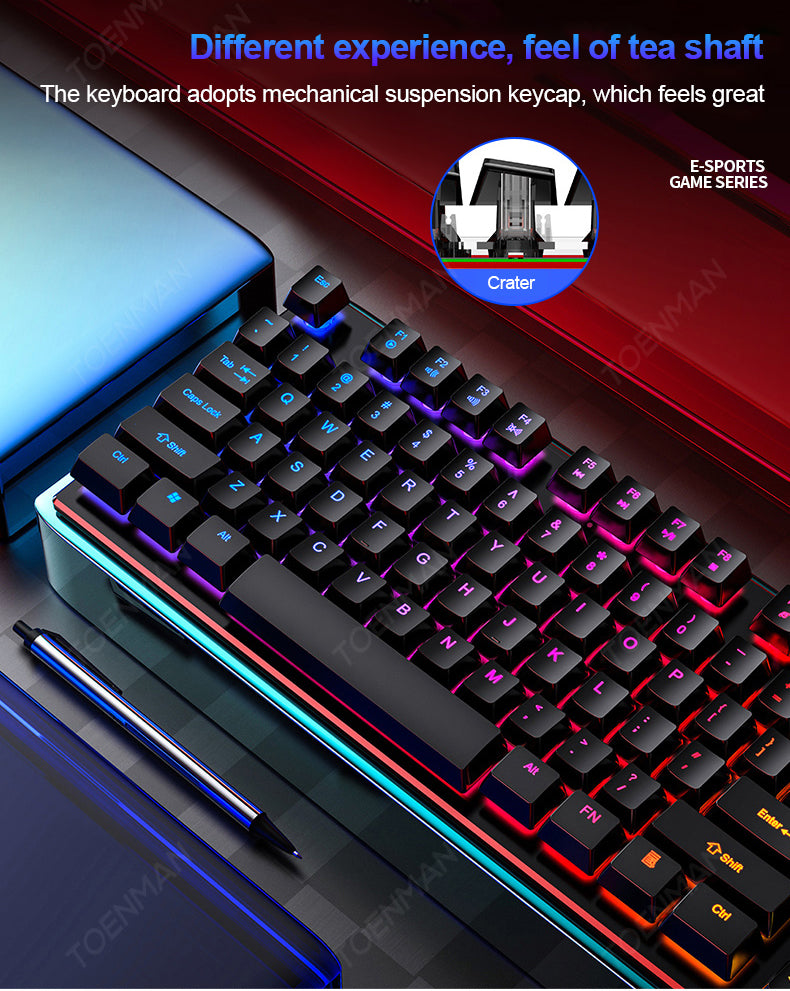 N - V4 104 Keys Wired Gaming Keyboard Mechanical Feeling LED Backlit Dust Proof USB Connect ABS Material For Windows PC