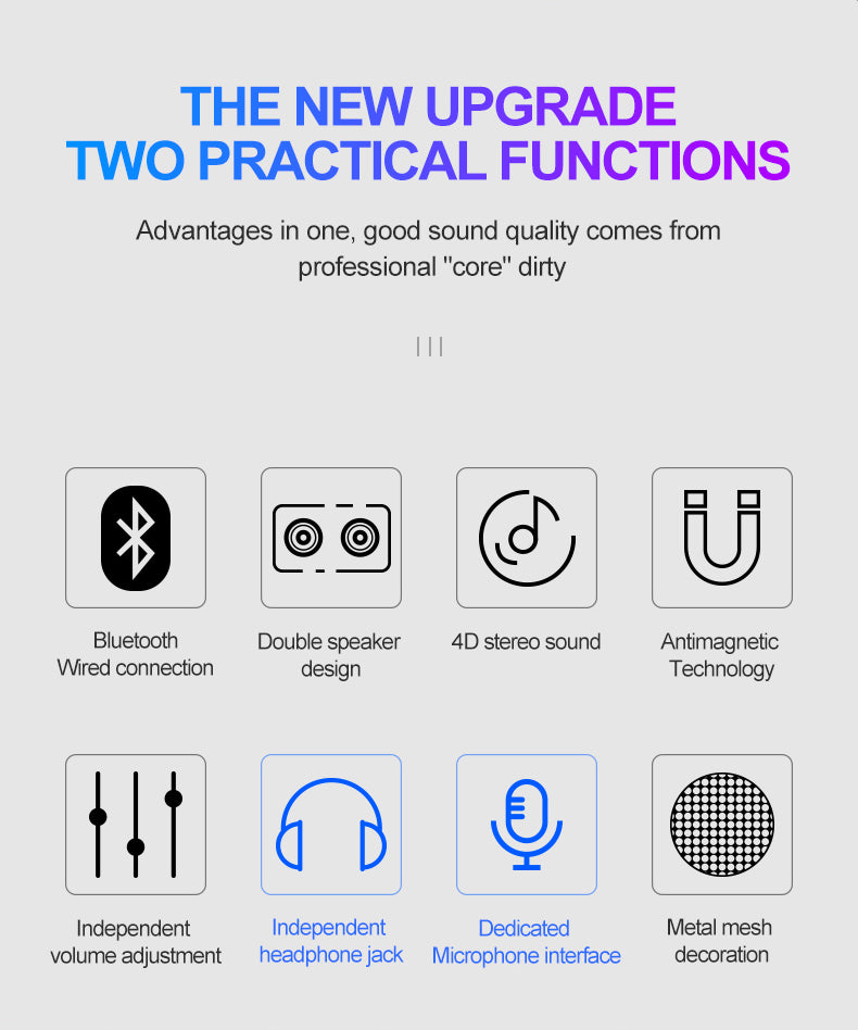 H - T-WOLF S7 Smart Bluetooth 4D Stereo Surround Sound Bar For Phone/ TV / Desktop Speaker Home Theatre Echos Wall With AUX U Disk TF Card Connection