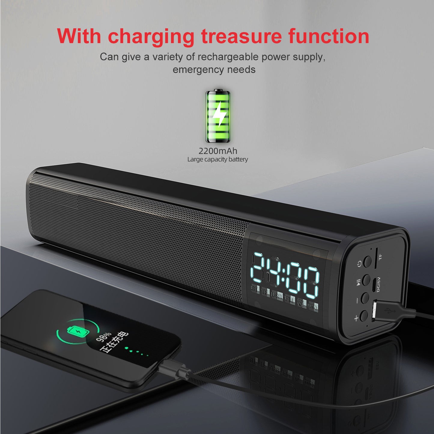 H - T-WOLF S8 Smart Bluetooth5.0 4D Stereo Surround Sound Bar For Gaming Computers Phone TV Desktop Home Theatre Echos Wall With AUX U Disk TF Card Connection