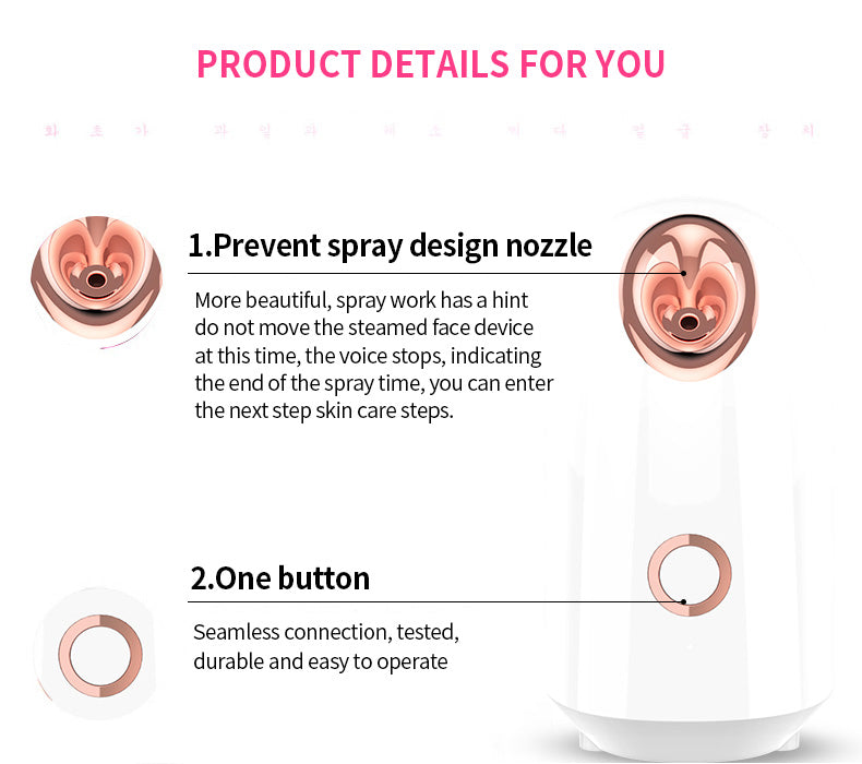 A - Nano Ionic Facial Steamer 150ml Large Water Tank Deep Cleaning Home SPA Skin Care Sprayer Humidifier Moisturizer Beauty Device