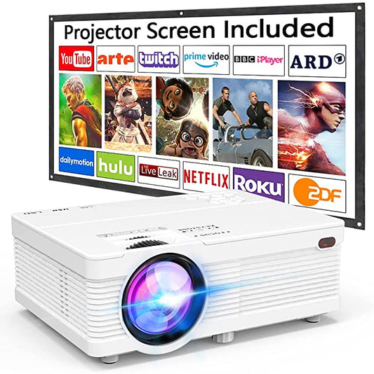 E - DR. J Professional Home Theater Projector 1080P HD HDMI Portable Mini Movie Indoor Outdoor Connect TV Cellphone Laptop Tablet
