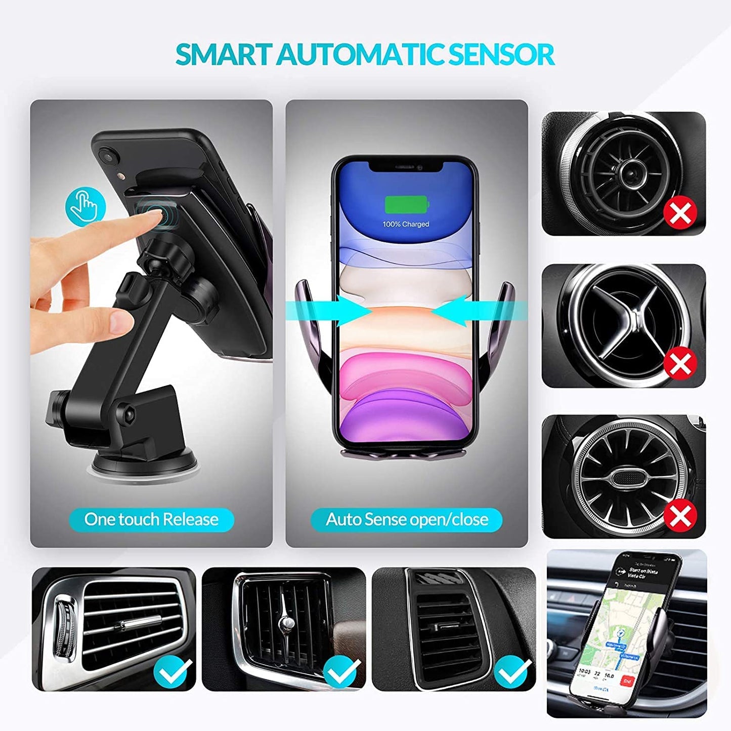 K - A8E Smart Sensor Car Wireless Charger