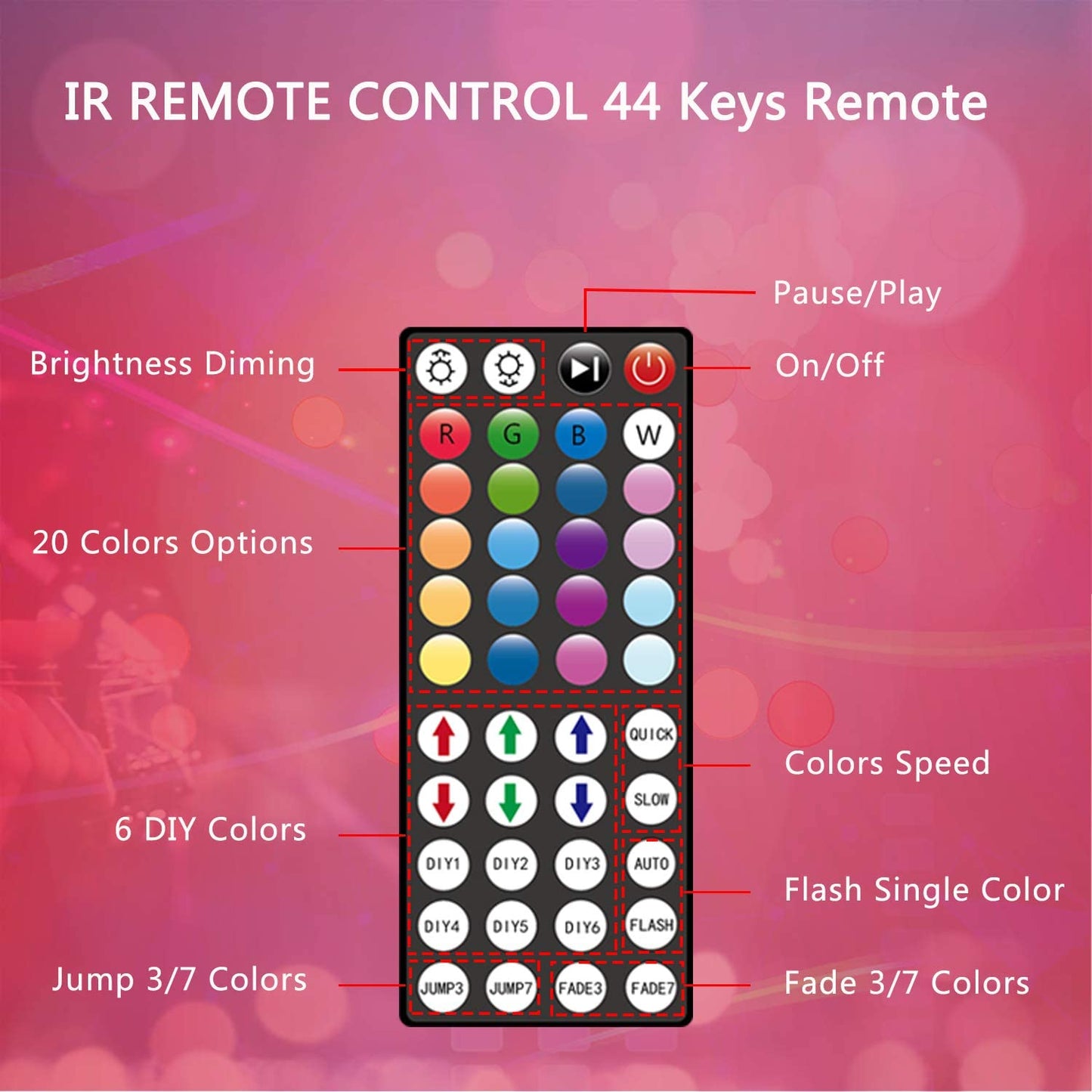 J - LED Strip Light 10M 33ft with Remote Control
