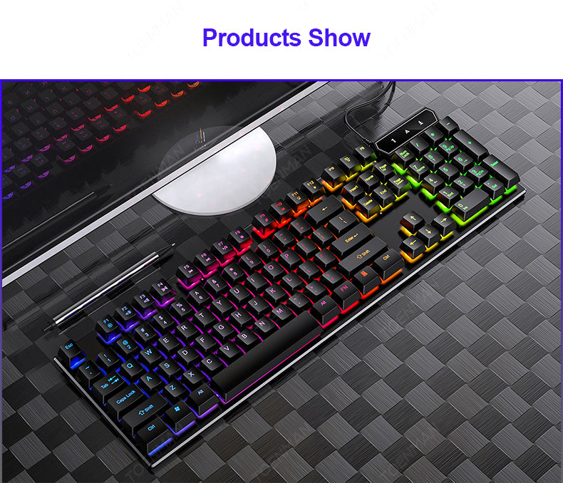 N - V4 104 Keys Wired Gaming Keyboard Mechanical Feeling LED Backlit Dust Proof USB Connect ABS Material For Windows PC