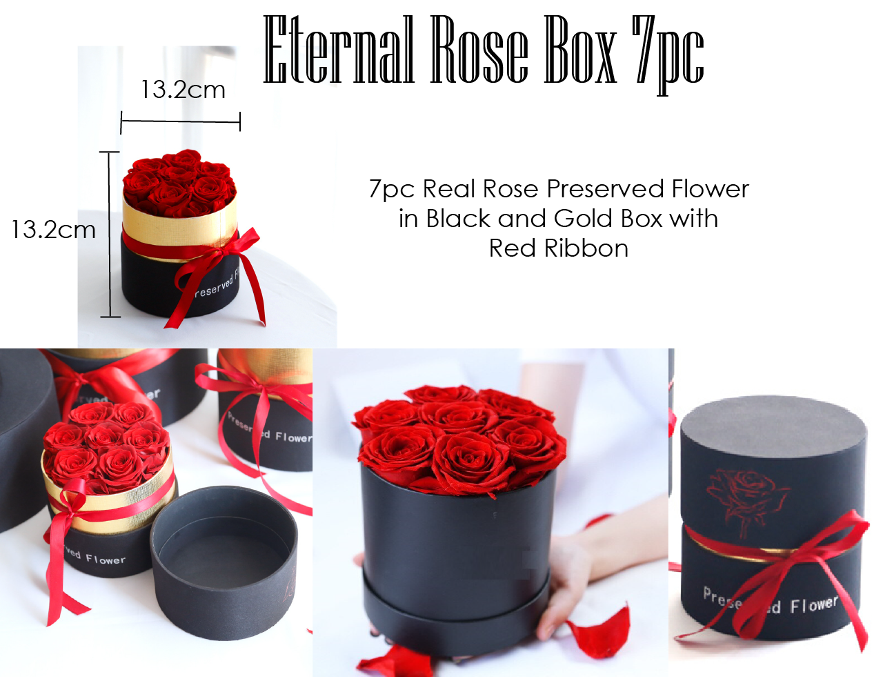 I - Eternal Natural Rose Bouquet Handmade Preserved Real Roses Box Valentines Gift