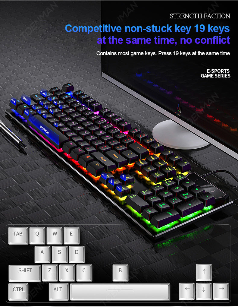 N - V4 104 Keys Wired Gaming Keyboard Mechanical Feeling LED Backlit Dust Proof USB Connect ABS Material For Windows PC