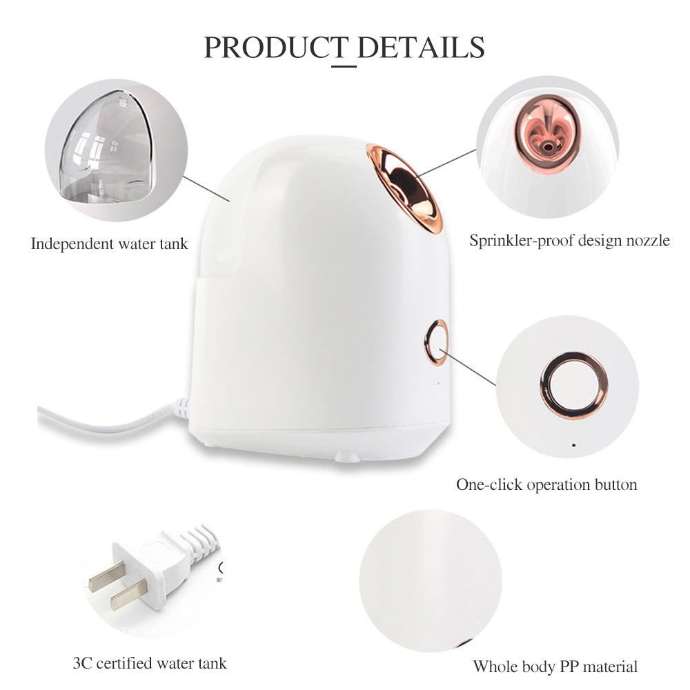 A - Nano Ionic Facial Steamer 150ml Large Water Tank Deep Cleaning Home SPA Skin Care Sprayer Humidifier Moisturizer Beauty Device