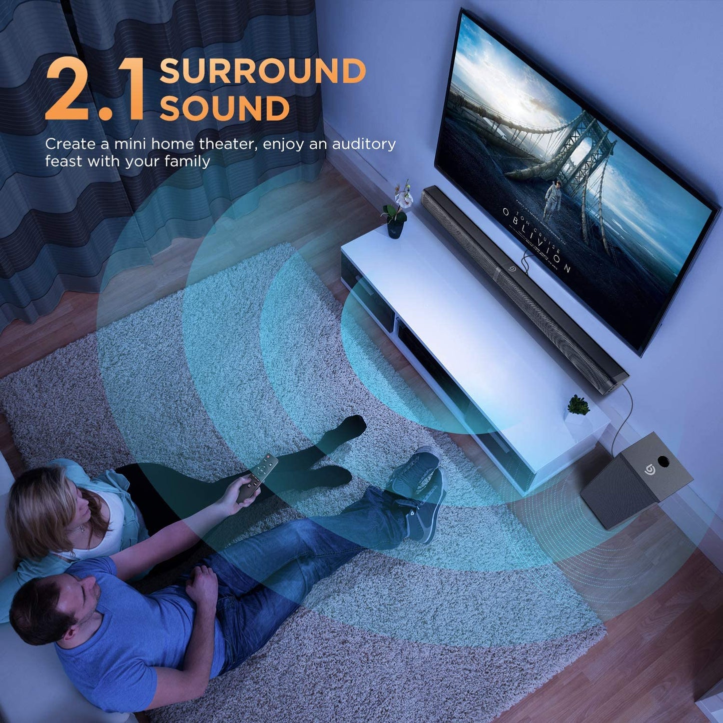 F - TAPIO 5 Surround Sound bar Subwoofer Set Home Theatre Bluetooth Connection Laptop Computer Cellphone Tablet