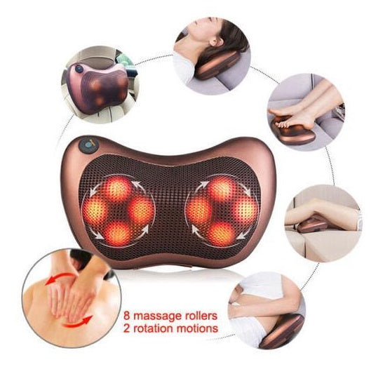 Shiatsu Pillow Massager use at Home or Car Gift Deep Kneading Massage Therapy Shoulder Neck Back