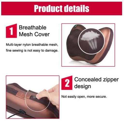 Shiatsu Pillow Massager use at Home or Car Gift Deep Kneading Massage Therapy Shoulder Neck Back