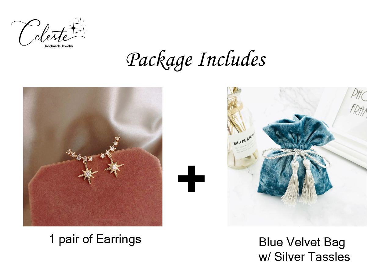K - Star Burst Earrings Stars Crystal Gold 925 Sterling Silver Post Dainty Gift