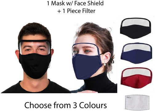 Cotton Face Shield Facemask Cloth face covering Black face mask w/ filter