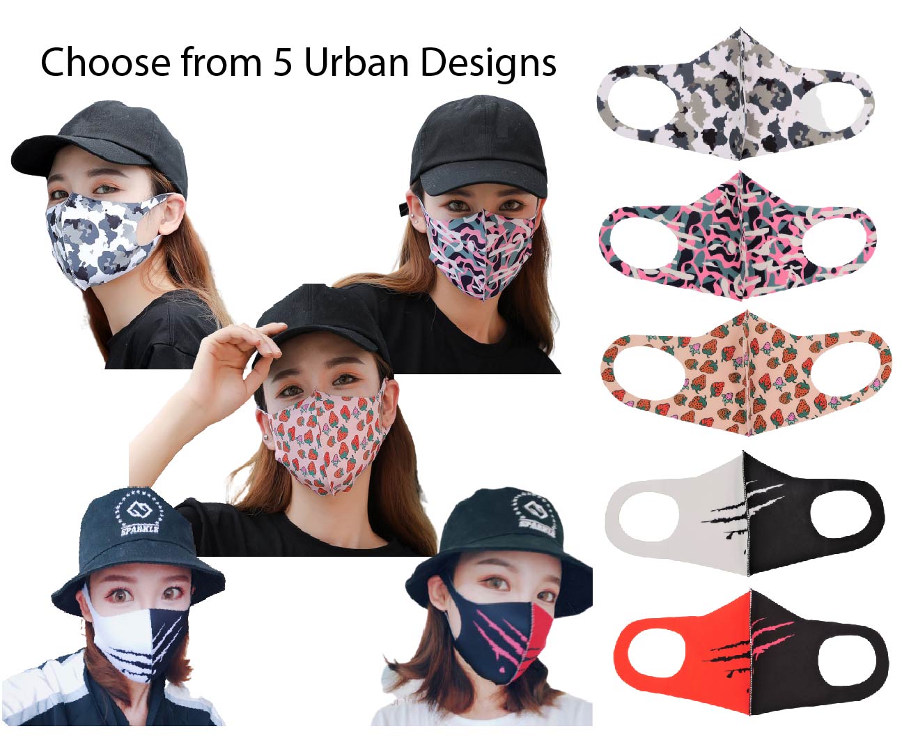 Cloth Face Mask Washable Breathable Reusable 1pc 2 layer Face covering