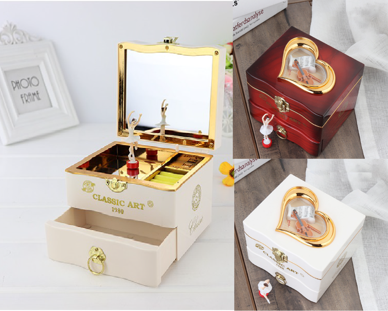 Music Box Dancing Ballerina Jewelry Storage Old Timer Vintage Retro Style Home Decor Musical Gift Toy