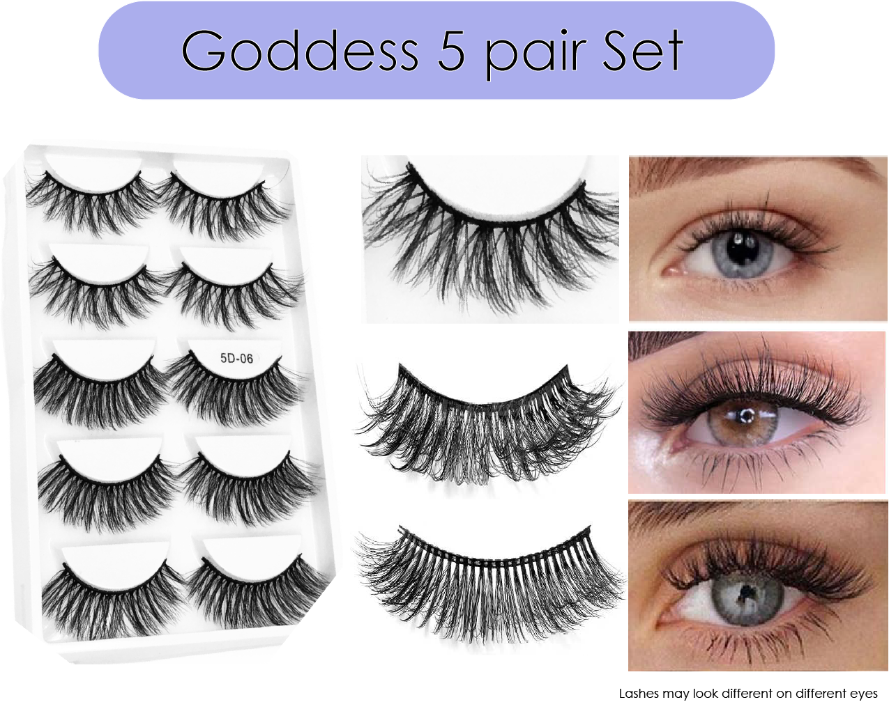 A - 5 Pairs 3D Laser Mink Synethic 25mm Natural Look Faux Eyelashes high quality